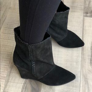 NWOT Black suede Charles David Wedge Bootie